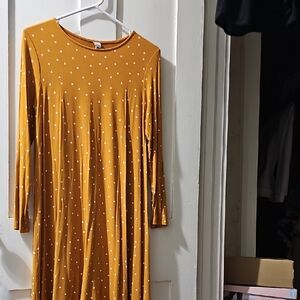 Old Navy Mustard Yellow Polka Dot Long Sleeve Dress